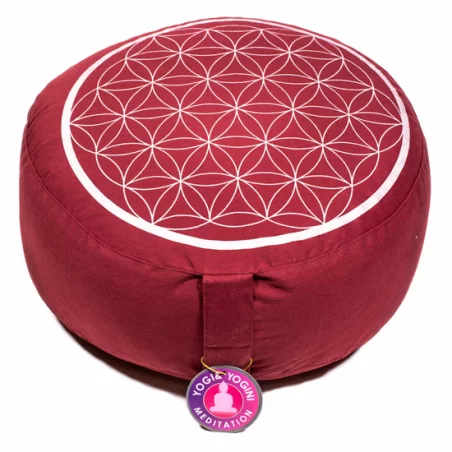 Blume Des Lebens Meditations Kissen Rot Silber Buchweizenspreu