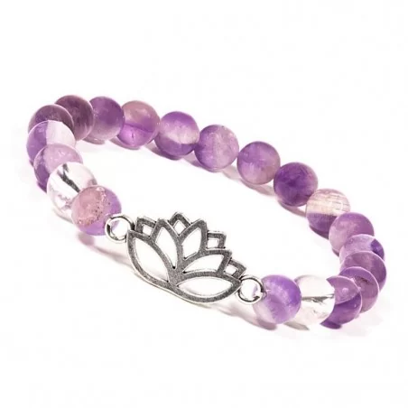 Armband Chevron-Amethyst/Bergkristall mit Lotus