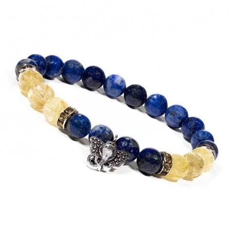 Armband Lapislazuli/Rutilquarz mit Ganesha