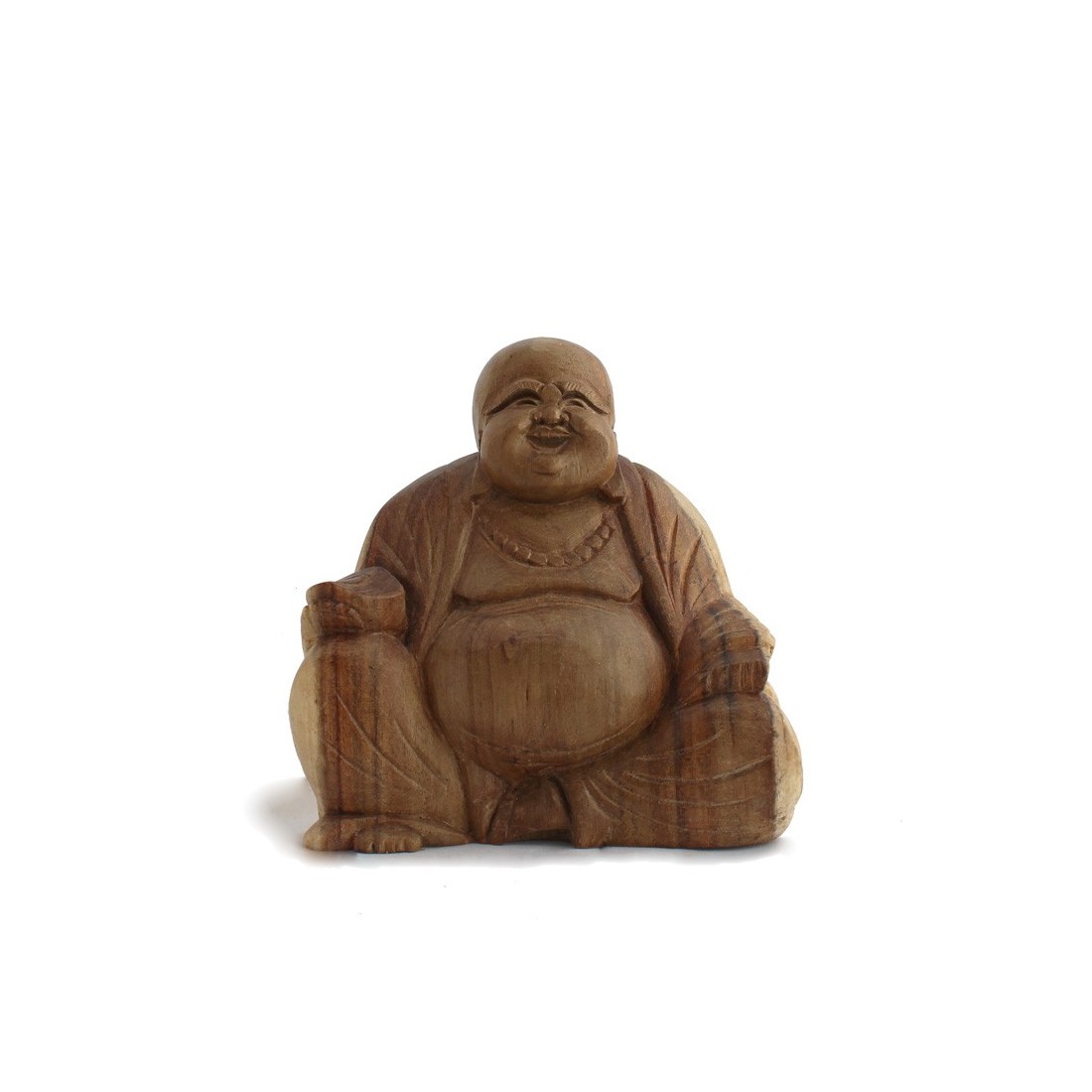 Happy Buddha 16cm Holz Im Lotossitz