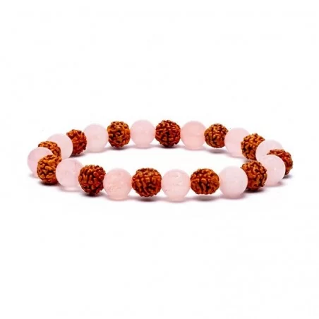 Armband Rudraksha - Rosenquarz