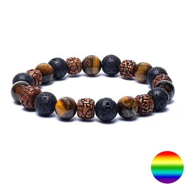 Armband - Tigerauge-Rudraksha-Lavastein