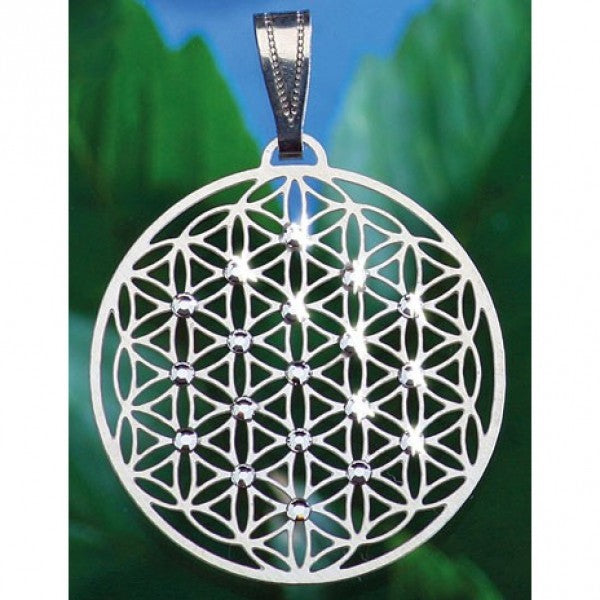 Blume des Lebens Anhänger Edelstahl versilbert
