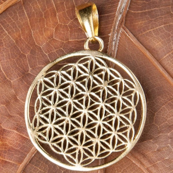 Anhänger Blume des Lebens Messing 30 mm
