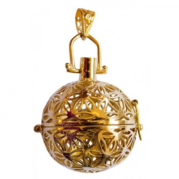 Anhänger Kugel befüllbar - Blume des Lebens  | Messing