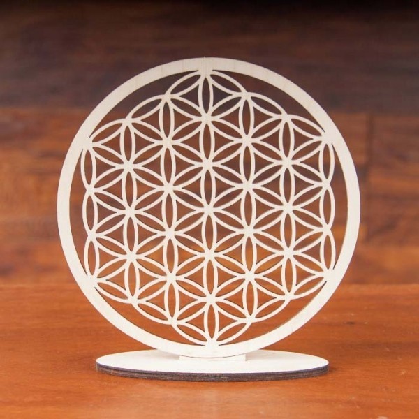 Blume des Lebens zum Stellen - Birkenholz 18 cm