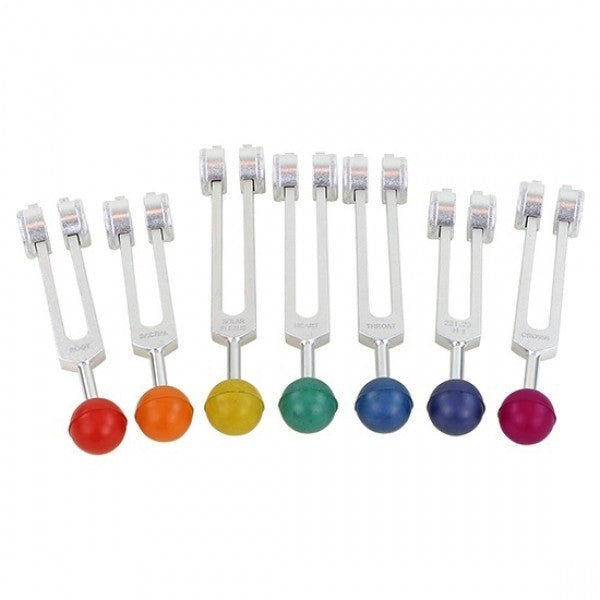 sieben Chakra Stimmgabeln - ohne Aktivator | gewichtete Stimmgabeln