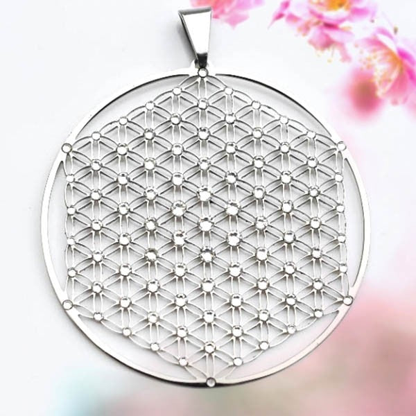 Edelstahl-Anhänger Blume des Lebens vollendet