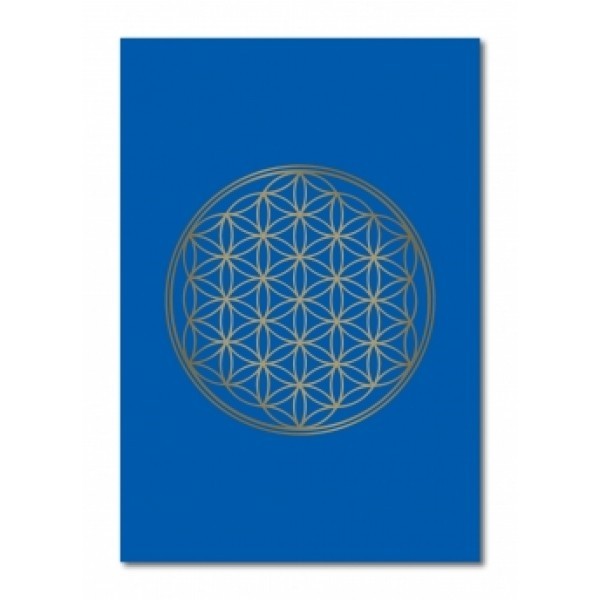 Klappkarte Blume des Lebens - blau/glanzgold