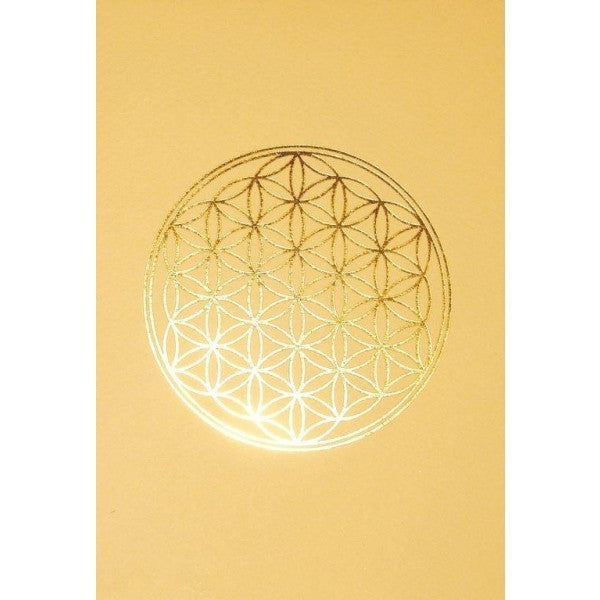 Klappkarte Blume des Lebens cremefarben-glanzgold