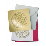 Mini-Doppelkarte Lebensblume - mit Goldprägung