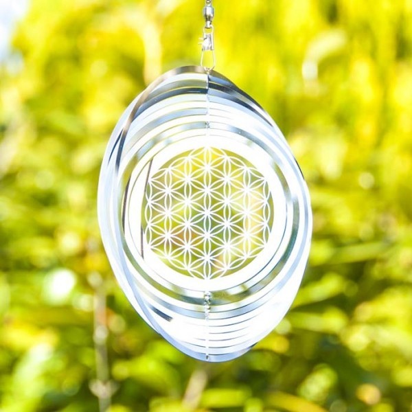 Mobile Blume des Lebens Windspiel Ø 15 cm | aus Edelstahl