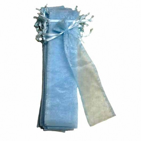 Organza Täschchen lang blau 8 x 34 cm