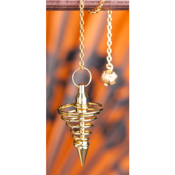 Pendel Spirale - vergoldet | mit Messingkette und Kugel