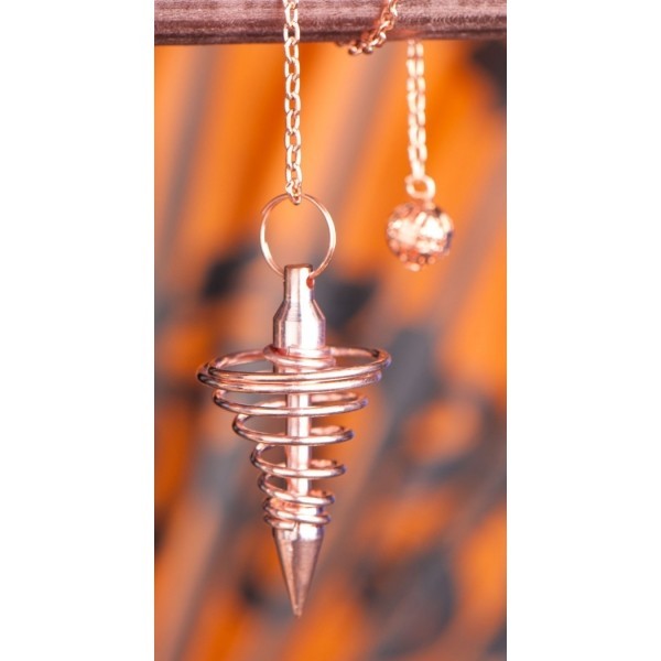 Pendel Spirale - verkupfert | mit Messingkette und Kugel