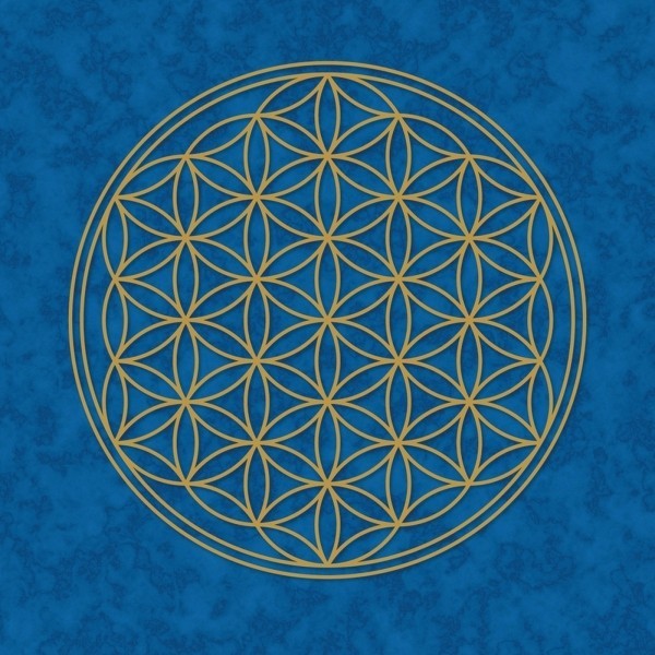 Poster Blume des Lebens blau