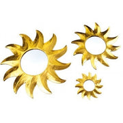 Sonnenspiegel Flammensonne - 40 cm | Holz mit goldfarbigem Überzug