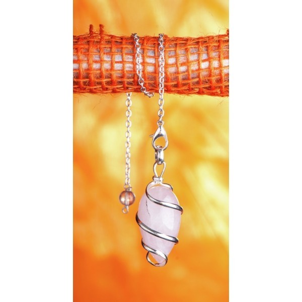 Spiral Pendel - Rosenquarz | mit abnehmbarer Pendelkette