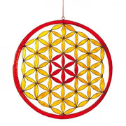 Suncatcher Blume des Lebens | Fiberglas rot orange