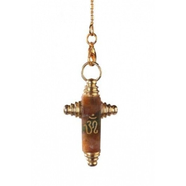 Symbolpendel Kreuz - Jaspis | mit Messing Kette