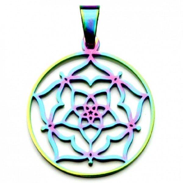 Venusblume Anhänger Edelstahl regenbogen