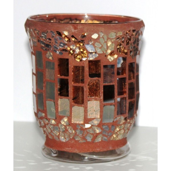 Windlicht Mosaik braun hoch