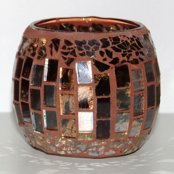 Windlicht Mosaik braun rund
