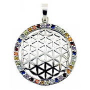 Anhänger Messing versilbert BdL 32 farbige