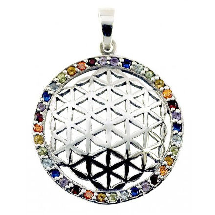 Anhänger Messing versilbert BdL 32 farbige