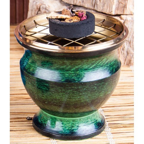 Messing grün emailliert 8cm Netzgefäss