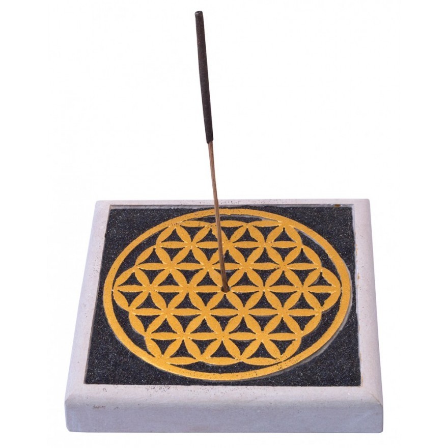 Räucherstäbchenhalter - Steinguss Blume des Lebens
