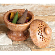 Für Räucherkegel Specksteindöschen hellbraun