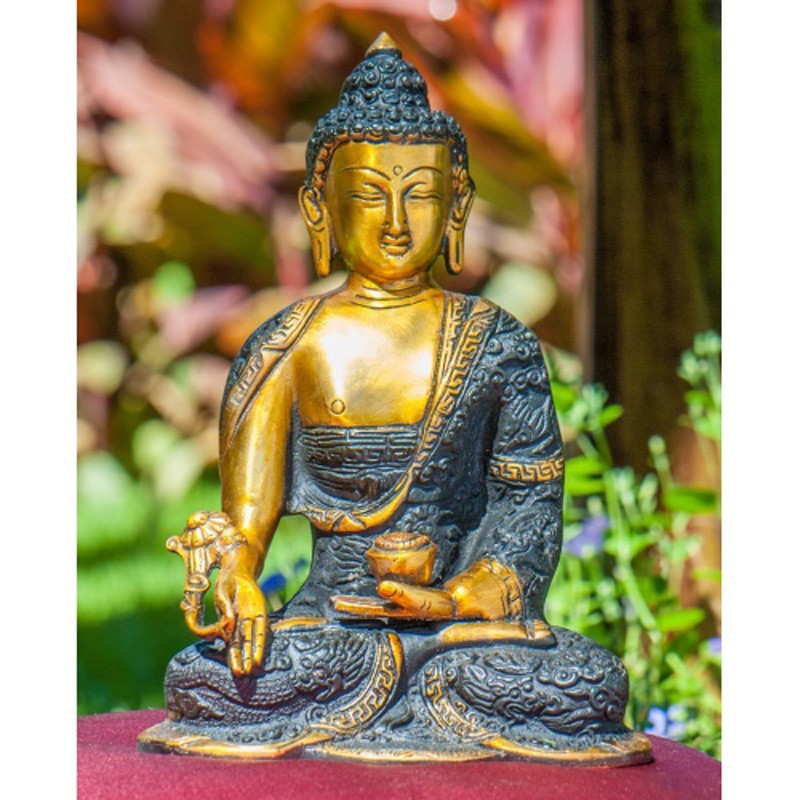 Medizinbuddha 21,5cm Messing gold-schwarz