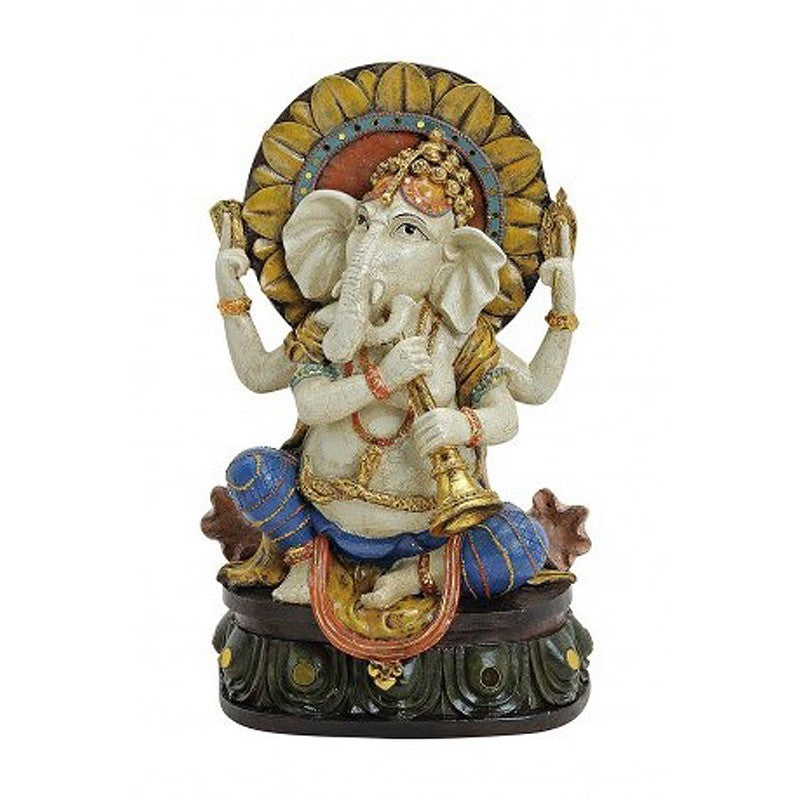 Ganesha 18cm Polyresin auf dem Thron