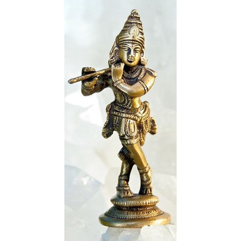 Krishna Statuette aus Messing 12cm