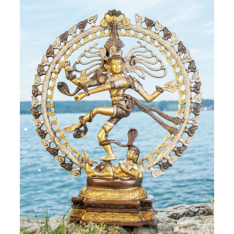 Statue Shiva Nataraj Messing platiniert 50cm