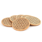 6 Untersetzer aus Kork mit der Lebensblume