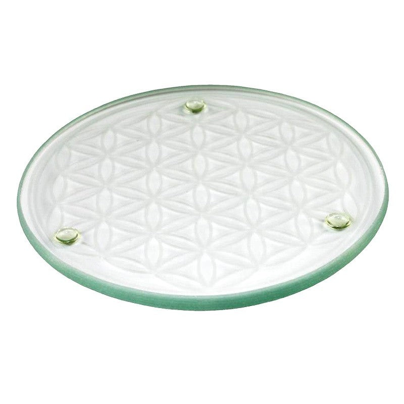 Glas-Untersetzer 8,9cm gelaserte Blume des Lebens