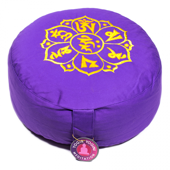 om mani pad me hum Meditations-Kissen – violett