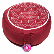 Blume des Lebens Meditations-Kissen – rot-silber