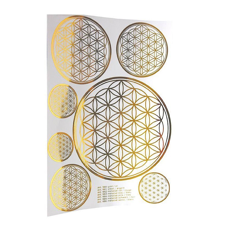 A4 gold Aufkleber Blume des Lebens | 7 Aufkleber div. Grössen