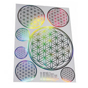 A4 irisierend Aufkleber Blume des Lebens | 7 Aufkleber div. Grössen