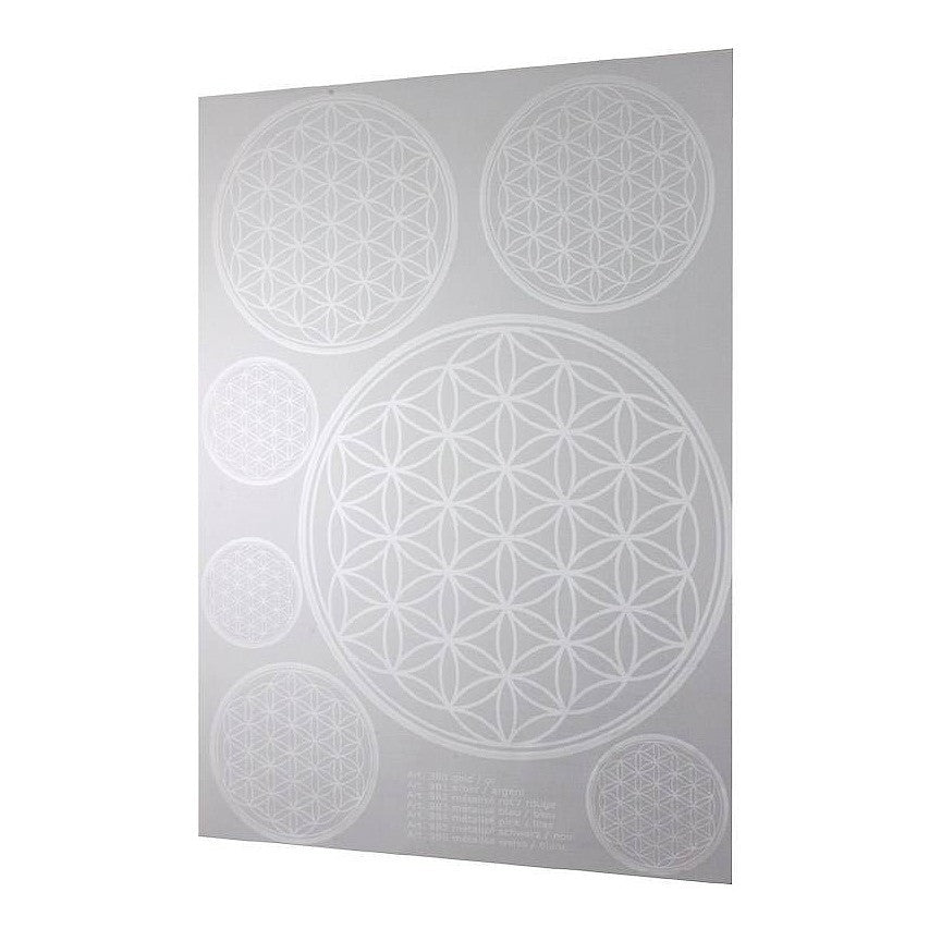 A4 weiss Aufkleber Blume des Lebens | 7 Aufkleber div. Grössen