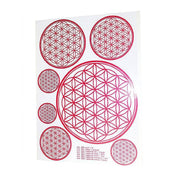 A4 rot Aufkleber Blume des Lebens | 7 Aufkleber div. Grössen