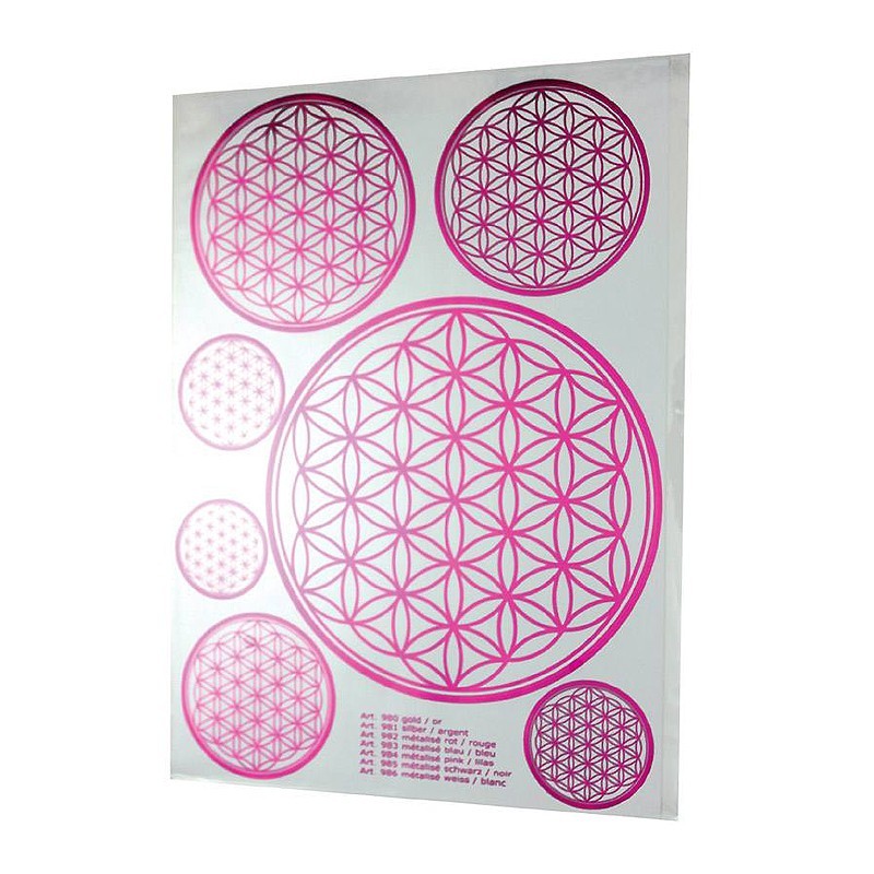 A4 pink Aufkleber Blume des Lebens | 7 Aufkleber div. Grössen