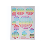 A5 regenbogen Aufkleber Blume des Lebens | 12 Aufkleber div. Grössen