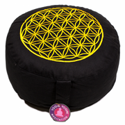 Blume des Lebens Meditations-Kissen – schwarz