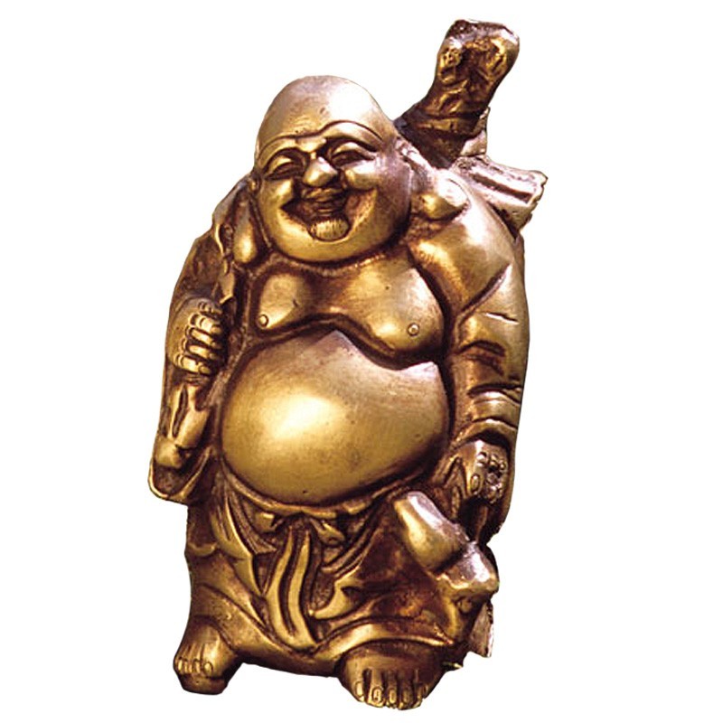 Happy Buddha Messing mit Rucksack