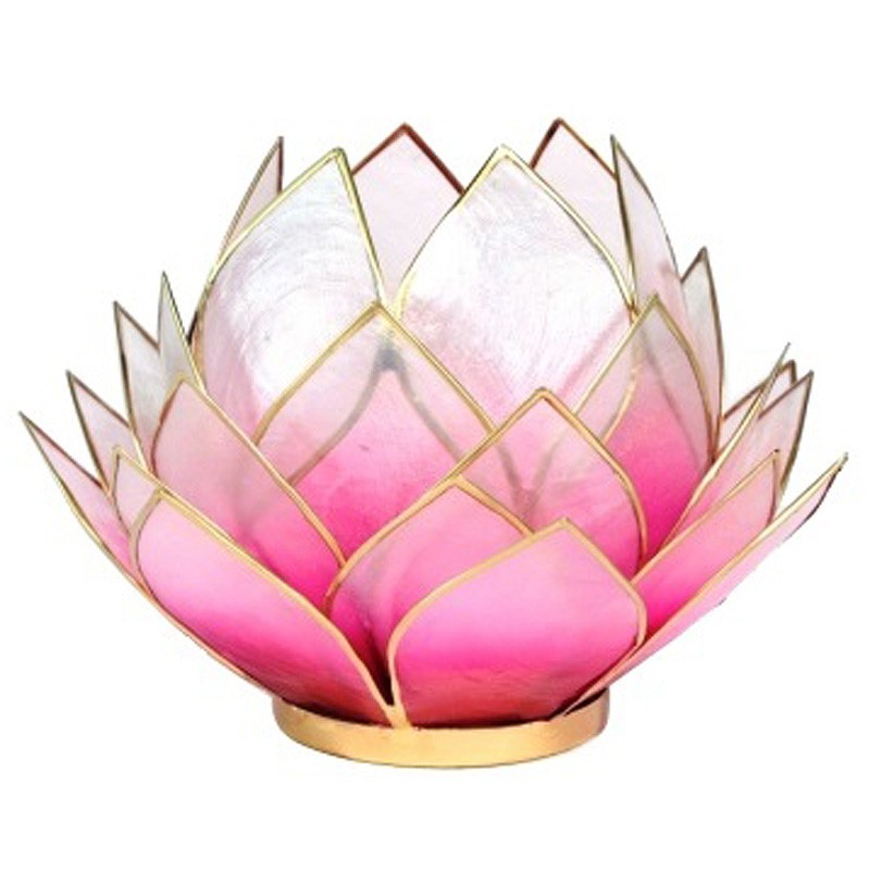 Teelichthalter Lotus - rosa | mit Capiz-Muscheln