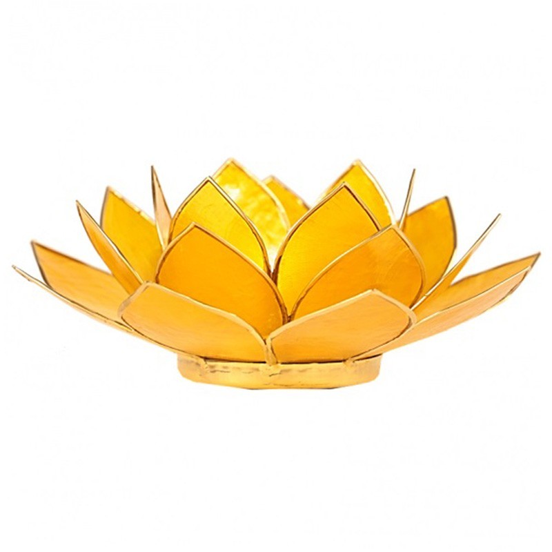 Teelichthalter Chakra Lotus - gold-gelb | mit Capiz-Muscheln